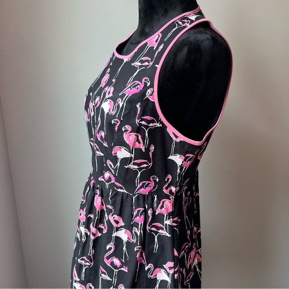 Crown & Ivy Black Black & Pink Flamingo Dress -Size 12P - Picture 3 of 13